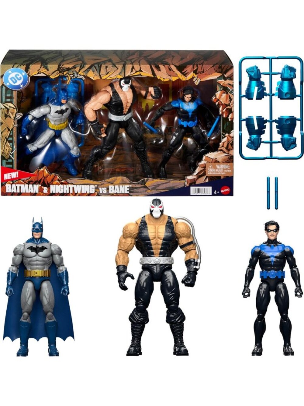 DC Superhero Action Figures 3-Pack - Batman, Nightwing & Bane - 6.5in
